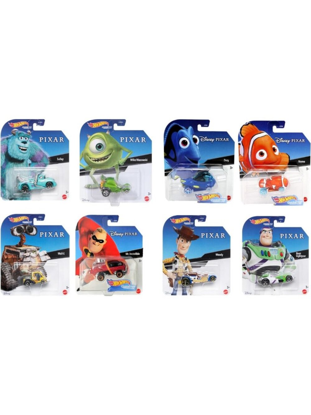 Complete 8-Car Bundle of Iconic Disney Pixar Die-Cast Character Vehicles, Ages